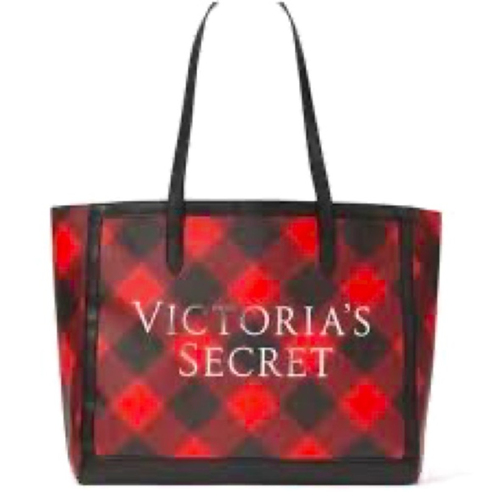 LMT: Victoria's Secret Red Black Plaid Holiday Weekender Tote